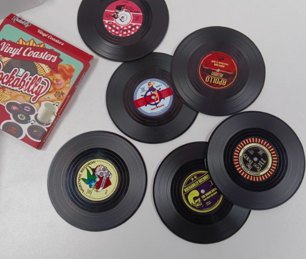 Vinyl disc shaped coasters